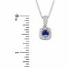 Thumbnail Image 1 of 4.0mm Cushion-Cut Blue Sapphire and 1/10 CT. T.W. Diamond Frame Pendant in 14K White Gold