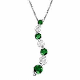 Journey Emerald and 3/8 CT. T.W. Diamond Pendant in 14K White Gold