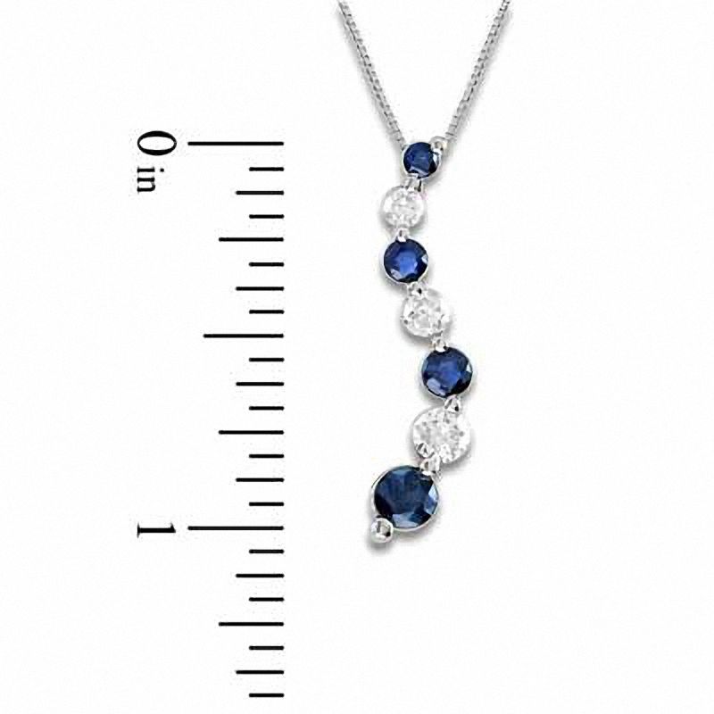 Unique Blue Sapphires and Diamond Necklace for Women 14K White Gold