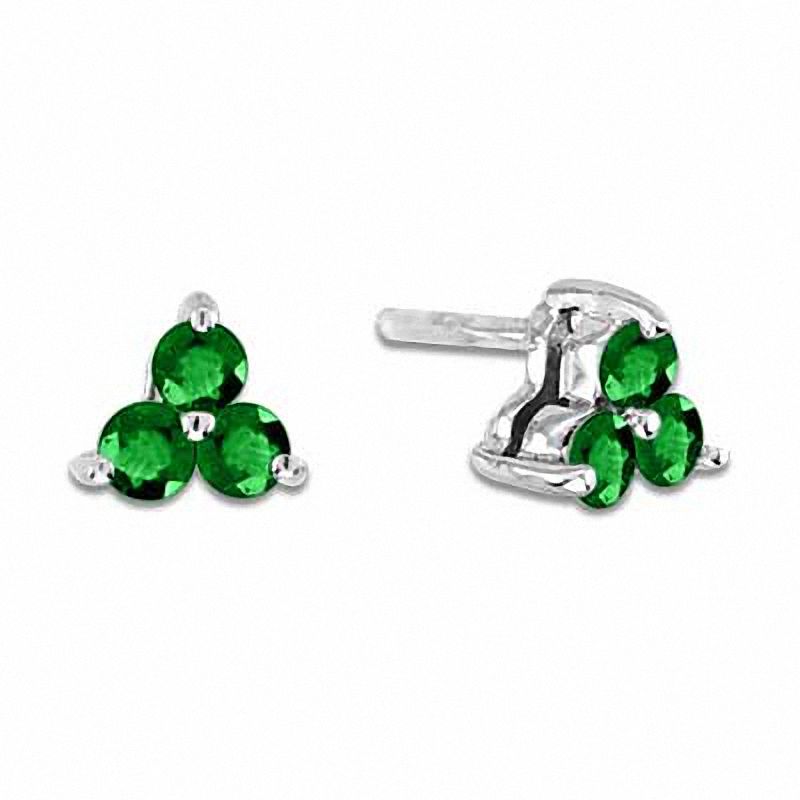 Emerald Stud Earrings in 14K White Gold