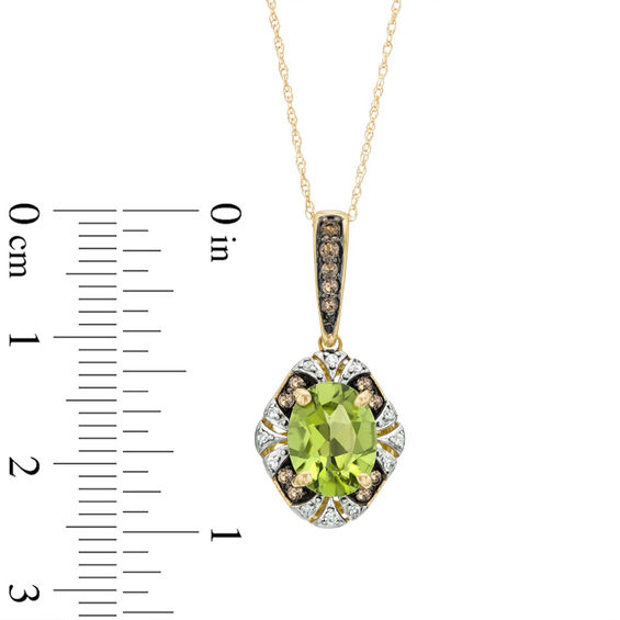 Peridot, Smoky Quartz and Diamond Accent Pendant in 10K Gold