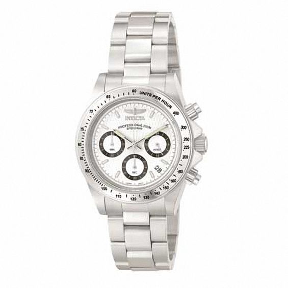 Mens Invicta Speedway Chronograph Watch with White Dial (Model: 9211)