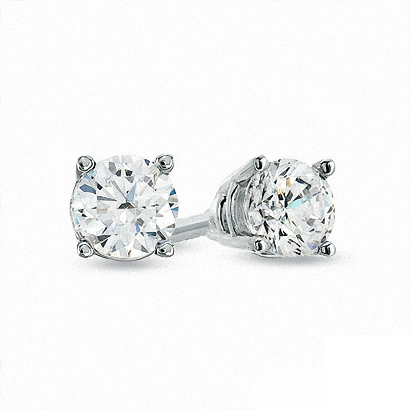 Celebration Ideal 1/2 CT. T.W. Diamond Solitaire Stud Earrings in 14K White Gold (K/I1)