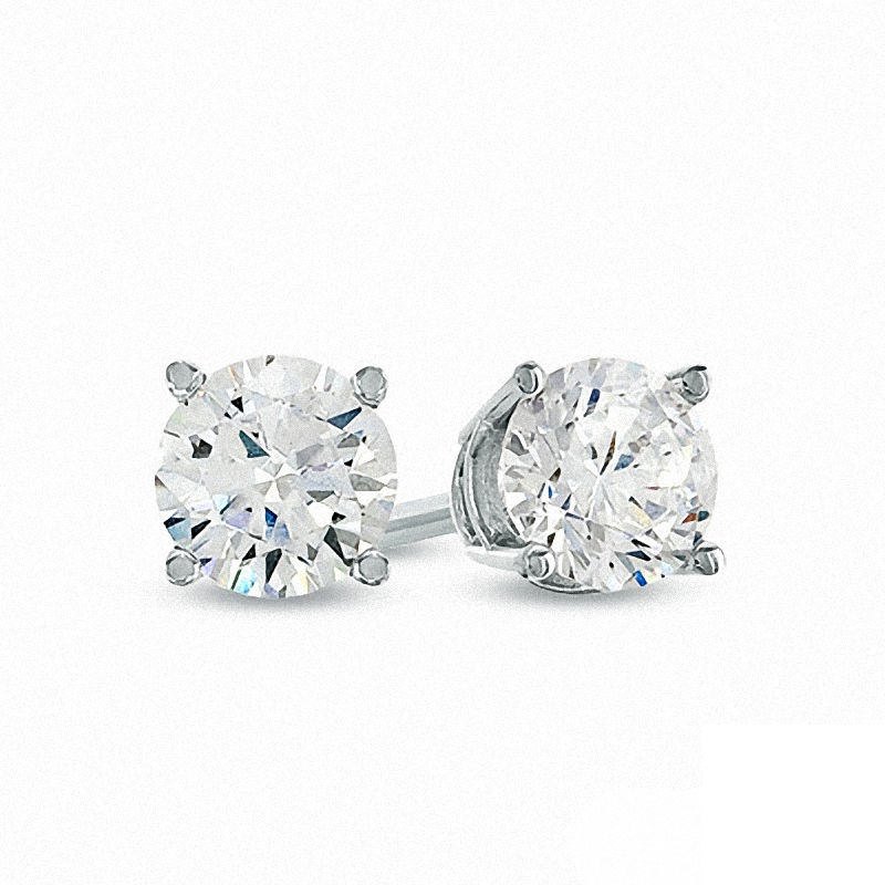 Celebration Ideal 1 CT. T.W. Diamond Solitaire Stud Earrings in 14K White Gold (K/I1)