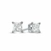 Thumbnail Image 1 of Celebration Ideal 1/2 CT. T.W. Princess-Cut Certified Diamond Solitaire Stud Earrings in 14K White Gold (K/I1)