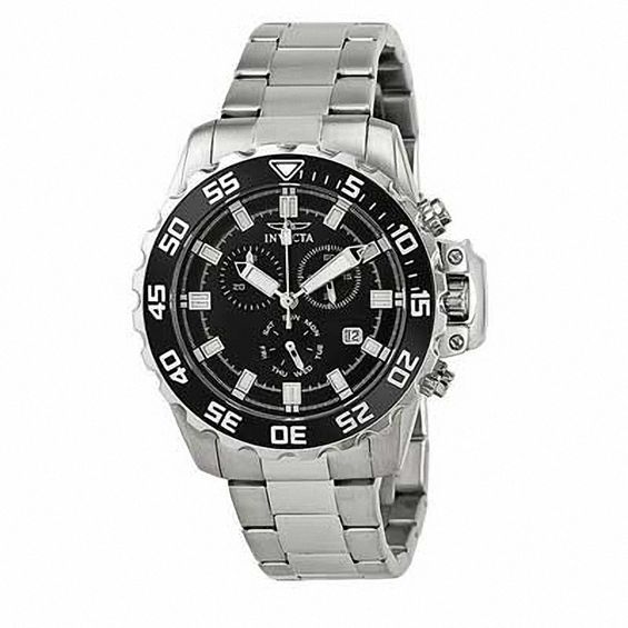 Men's Invicta Pro Diver Chronograph Watch with Black Dial (Model: 13624)