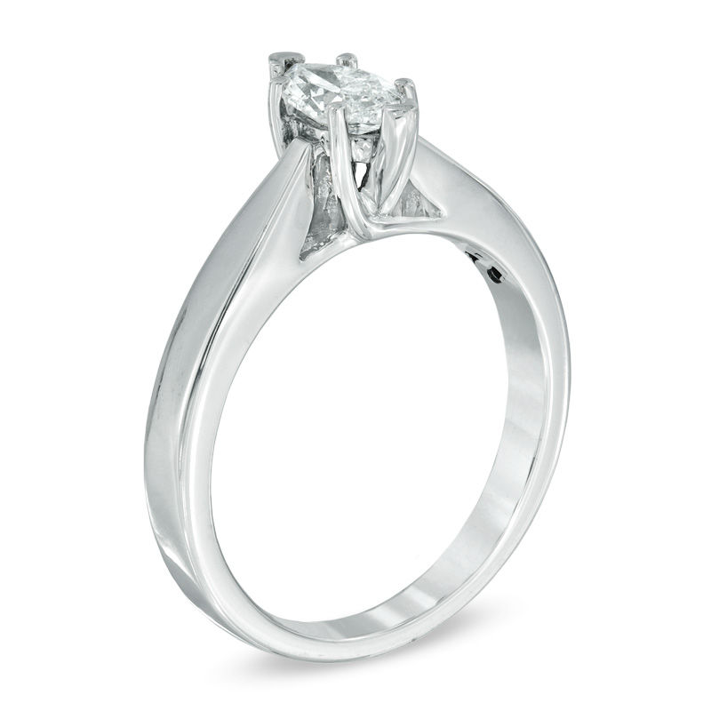 Main Image 2 of Celebration Ideal 1/2 CT. Marquise Certified Diamond Solitaire Engagement Ring in 14K White Gold (J/I1)