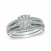 Thumbnail Image 1 of 1 CT. T.W. Diamond Cluster Vintage-Style Bridal Set in 14K White Gold