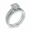 Thumbnail Image 2 of 1 CT. T.W. Diamond Cluster Vintage-Style Bridal Set in 14K White Gold