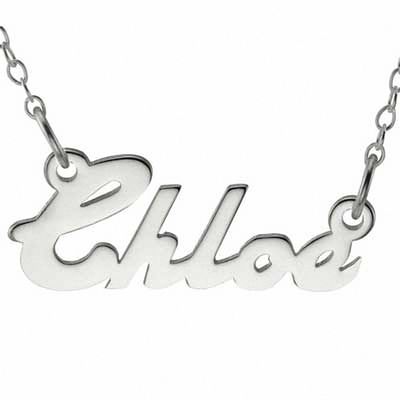 Bold Script Name Necklace in Sterling 