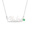 Thumbnail Image 0 of Simulated Birthstone Script Name Necklace in Sterling Silver (1 Name and Stone)