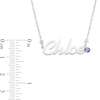 Thumbnail Image 2 of Simulated Birthstone Script Name Necklace in Sterling Silver (1 Name and Stone)