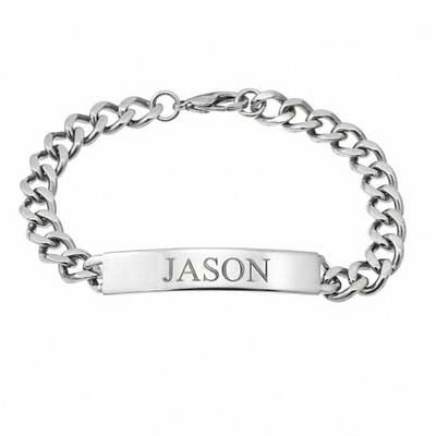 Men S Id Curb Bracelet In Stainless Steel 10 Characters 9 0 Id Curb Bracelet In Stainless Steel