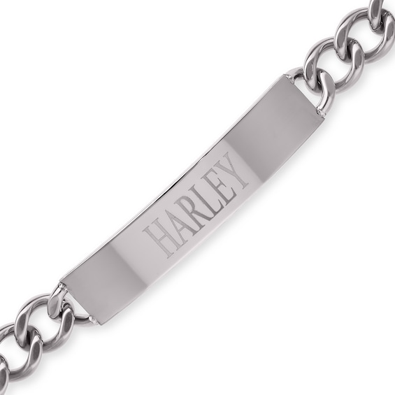 ID Curb Bracelet in Stainless Steel (10 Characters) - 9.0"