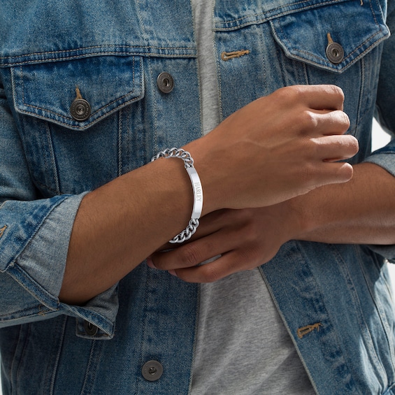 ID Curb Bracelet in Stainless Steel (10 Characters) - 9.0"
