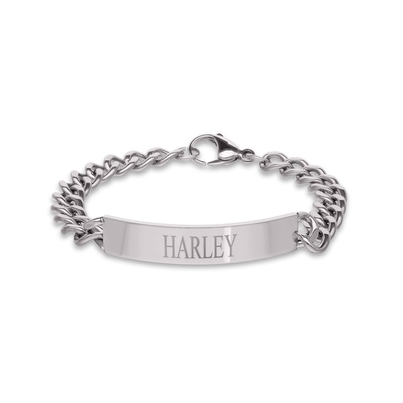 ID Curb Bracelet in Stainless Steel (10 Characters) - 9.0"
