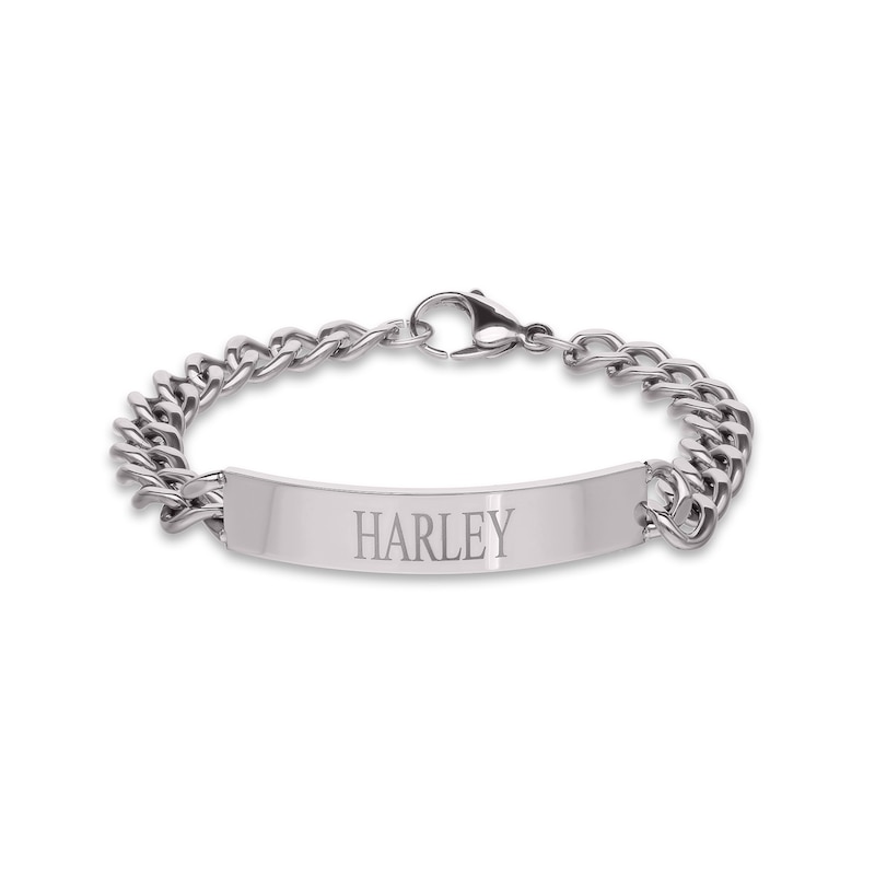 Men's ID Curb Bracelet in Stainless Steel (10 Characters) - 9.0"