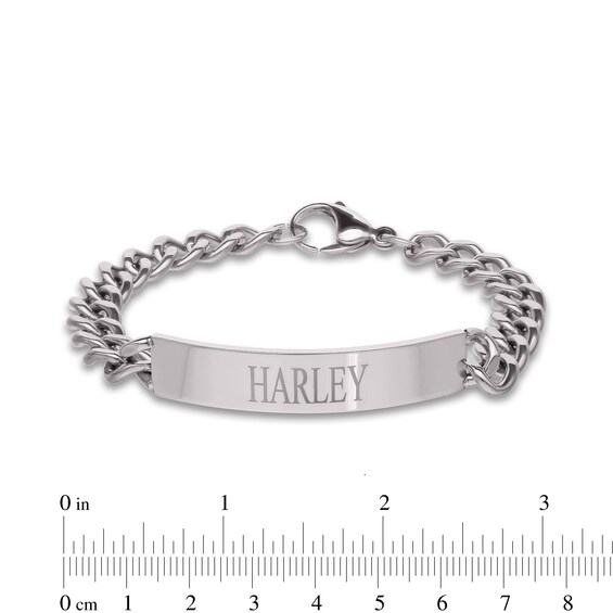 ID Curb Bracelet in Stainless Steel (10 Characters) - 9.0"