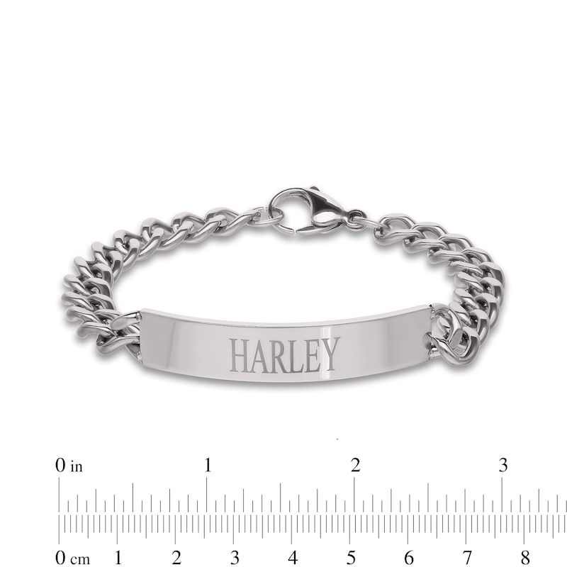 Men's ID Curb Bracelet in Stainless Steel (10 Characters) - 9.0"