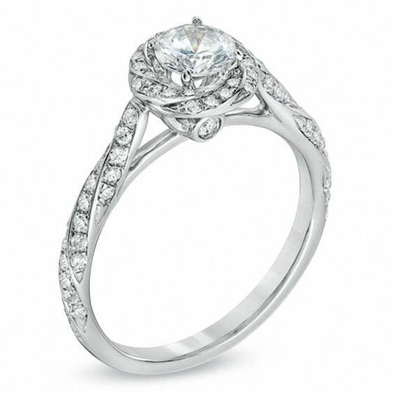 Celebration LuxÂ® 7/8 CT. T.w. Certified Diamond Cascading Frame Engagement Ring in 14K White Gold (I/Si2)