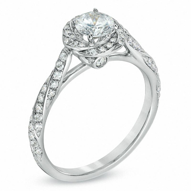 Main Image 2 of Celebration Lux® 7/8 CT. T.W. Certified Diamond Cascading Frame Engagement Ring in 14K White Gold (I/SI2)