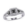 1/2 CT. T.W. Enhanced Black and White Diamond Three Stone Ring in Sterling Silver