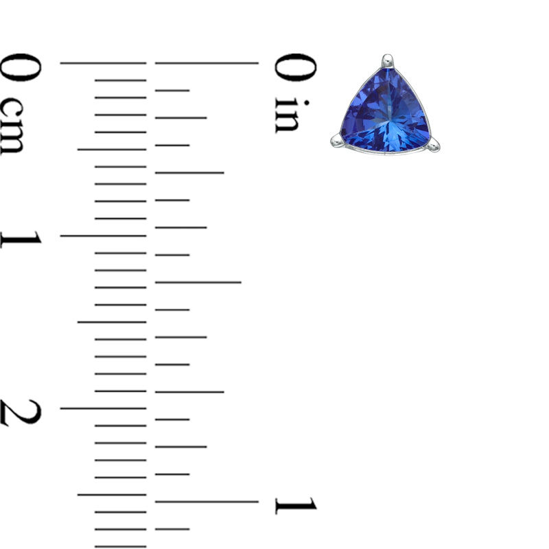 Main Image 2 of 5.0mm Trillion-Cut Tanzanite Stud Earrings in 10K White Gold
