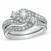 Thumbnail Image 1 of 1 CT. T.W. Diamond Frame Three Stone Slant Bridal Set in 10K White Gold
