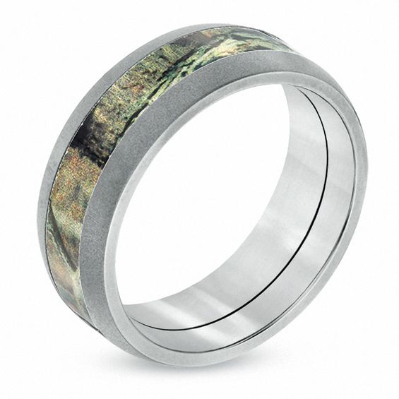 8.0mm Titanium Comfort Fit Mossy OakÂ® Camouflage Wedding Band - Size 10