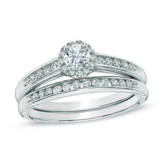 3/4 CT. T.w. Diamond Bridal Set in 14K White Gold