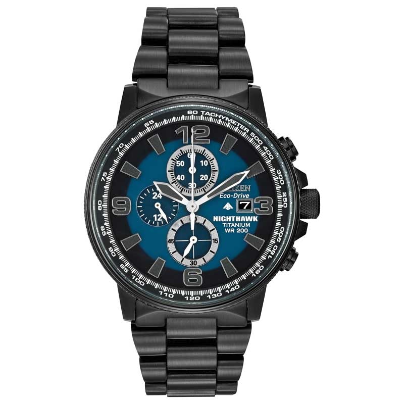 Main Image 1 of Men's Citizen Eco-Drive® Nighthawk Titanium Chronograph Watch with Blue Dial (Model: CA0505-57L)