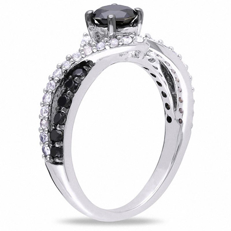 Princess-Cut Black Diamond Crossover Engagement Ring | Angara