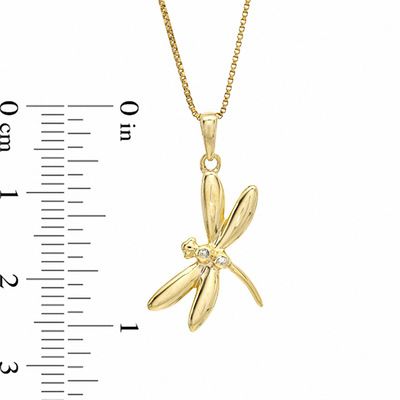 14k Yellow or White Gold CZ Dragonfly Pendant