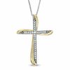 Thumbnail Image 0 of 1/8 CT. T.W. Diamond Twist Cross Pendant in Sterling Silver and 14K Gold Plate