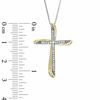 Thumbnail Image 1 of 1/8 CT. T.W. Diamond Twist Cross Pendant in Sterling Silver and 14K Gold Plate