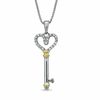 Thumbnail Image 0 of Diamond Accent Heart Top Key Pendant in Sterling Silver and 14K Gold Plate