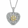 Thumbnail Image 0 of 1/4 CT. T.W. Diamond Vintage-Style Heart Pendant in Sterling Silver and 14K Gold Plate