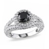 Thumbnail Image 1 of 1 CT. Black Diamond and Lab-Created White Sapphire Split Shank Ring in Sterling Silver