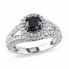 Thumbnail Image 0 of 1 CT. Black Diamond and Lab-Created White Sapphire Split Shank Ring in Sterling Silver