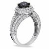 Thumbnail Image 2 of 1 CT. Black Diamond and Lab-Created White Sapphire Split Shank Ring in Sterling Silver