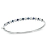 Thumbnail Image 0 of Oval Lab-Created Blue and White Sapphire Bangle in Sterling Silver