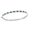 Thumbnail Image 1 of Oval Lab-Created Blue and White Sapphire Bangle in Sterling Silver