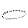 Thumbnail Image 0 of Oval Lab-Created Blue and White Sapphire Bangle in Sterling Silver