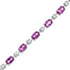 Thumbnail Image 0 of Oval Lab-Created Pink and White Sapphire Bracelet in Sterling Silver