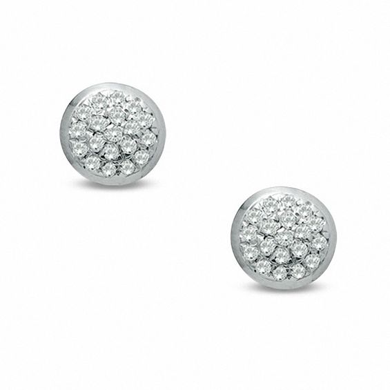 Diamond Accent Cluster Button Stud Earrings in Sterling Silver Diamond Accent Cluster Button Stud Earrings in Sterling Silver