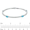 Thumbnail Image 2 of Oval Swiss Blue Topaz and Lab-Created White Sapphire Bangle in Sterling Silver - 8.0"