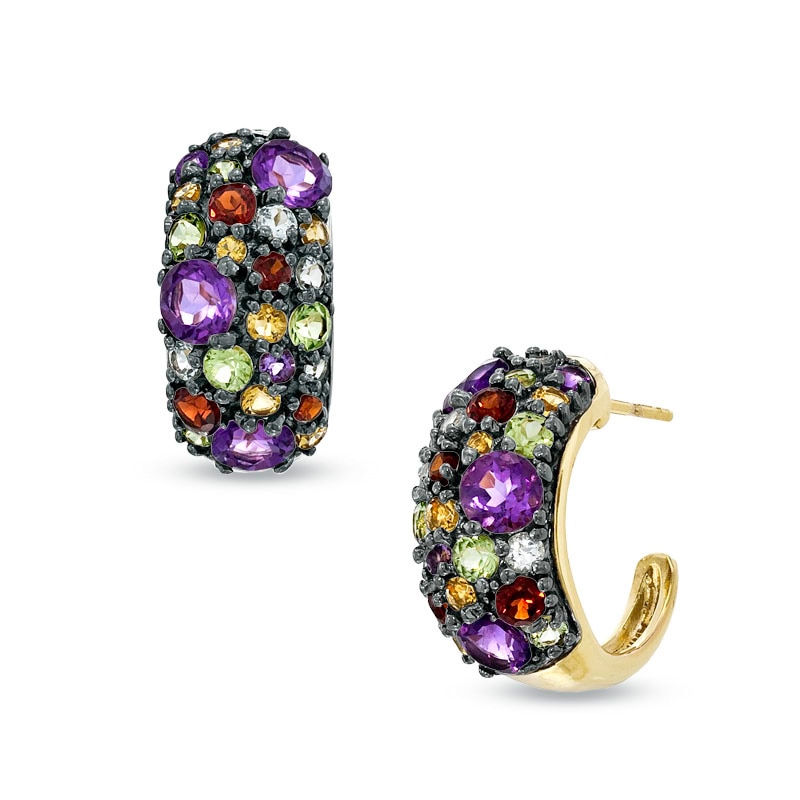 Main Image 1 of Multi-Gemstone Earrings in Sterling Silver with 18K Gold Plate
