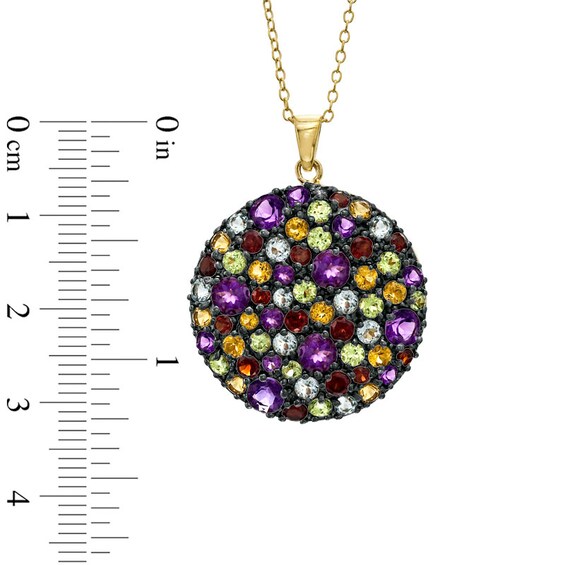 Multi-Gemstone Circle Pendant in Sterling Silver with 18K Gold Plate