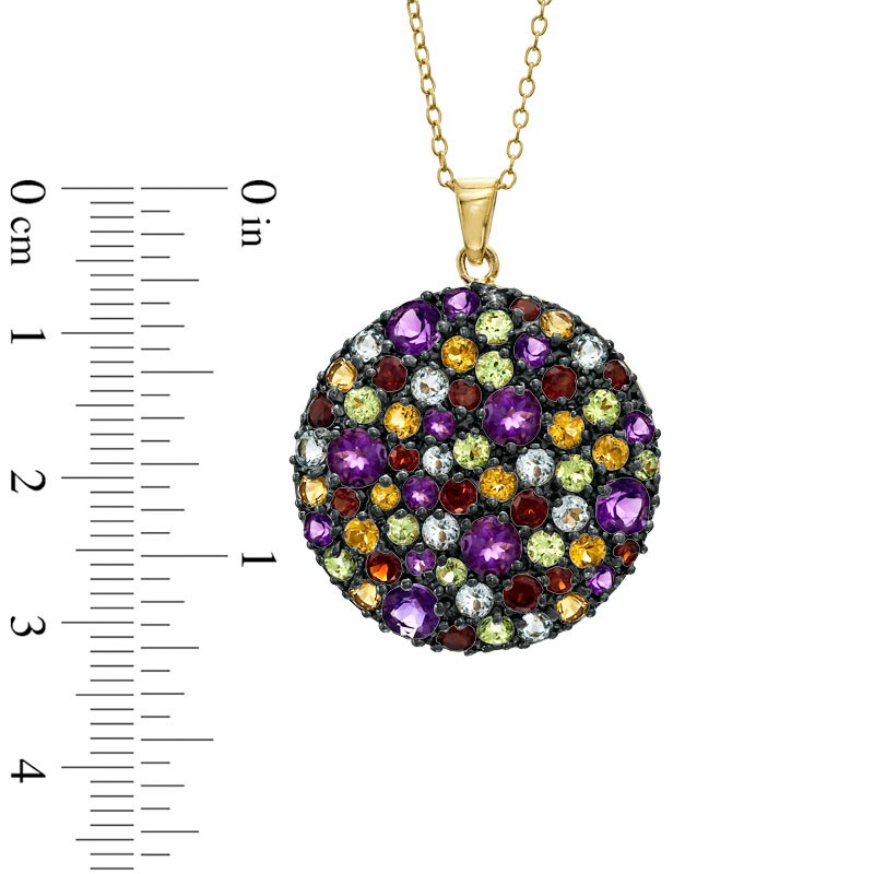 Main Image 2 of Multi-Gemstone Circle Pendant in Sterling Silver with 18K Gold Plate
