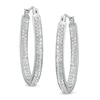 Thumbnail Image 1 of Crystal Inside-Out Hoop Earrings in Sterling Silver